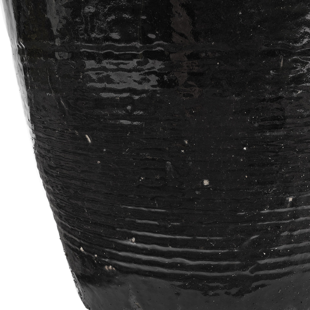 Surface Detail From Black Glazed Terracotta Water Pot From Peking | Indigo Antiques