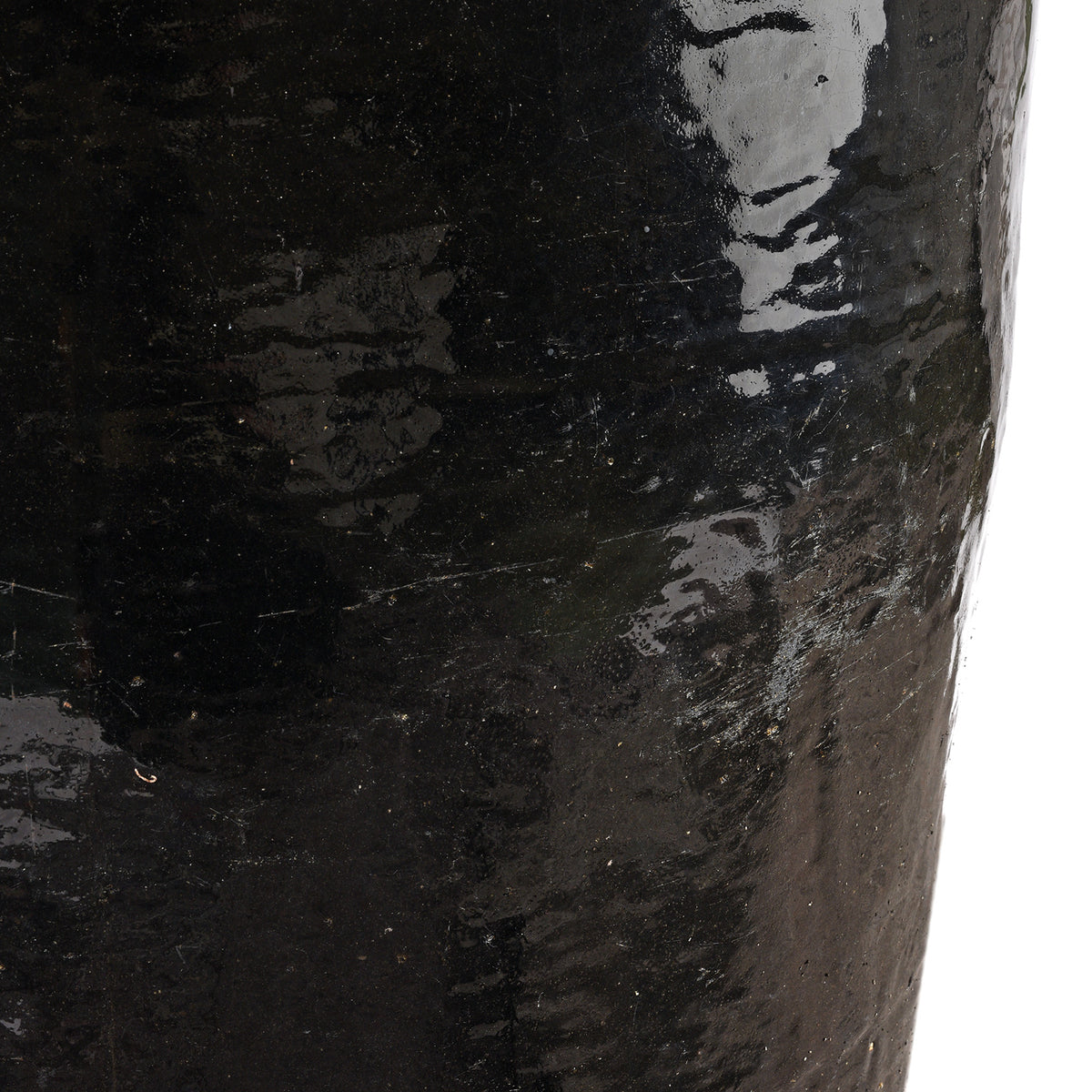 Surface Detail From Black Glazed Terracotta Water Pot From Peking | Indigo Antiques