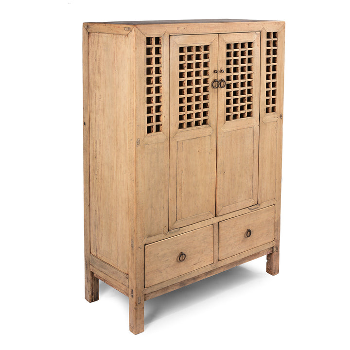 Angled View Of Antique Poplar Noodle Cabinet From Tianjin - 19th Century | Indigo Antiques