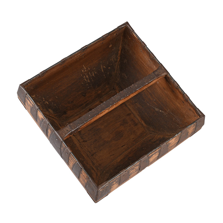 Top Down View Of Vintage Chinese Market Trug | Indigo Antiques