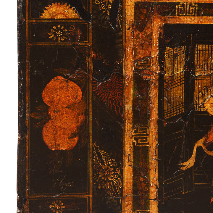 Paintwork Detail From Antique Chinese Opera Chest From Shanxi | Indigo Antiques