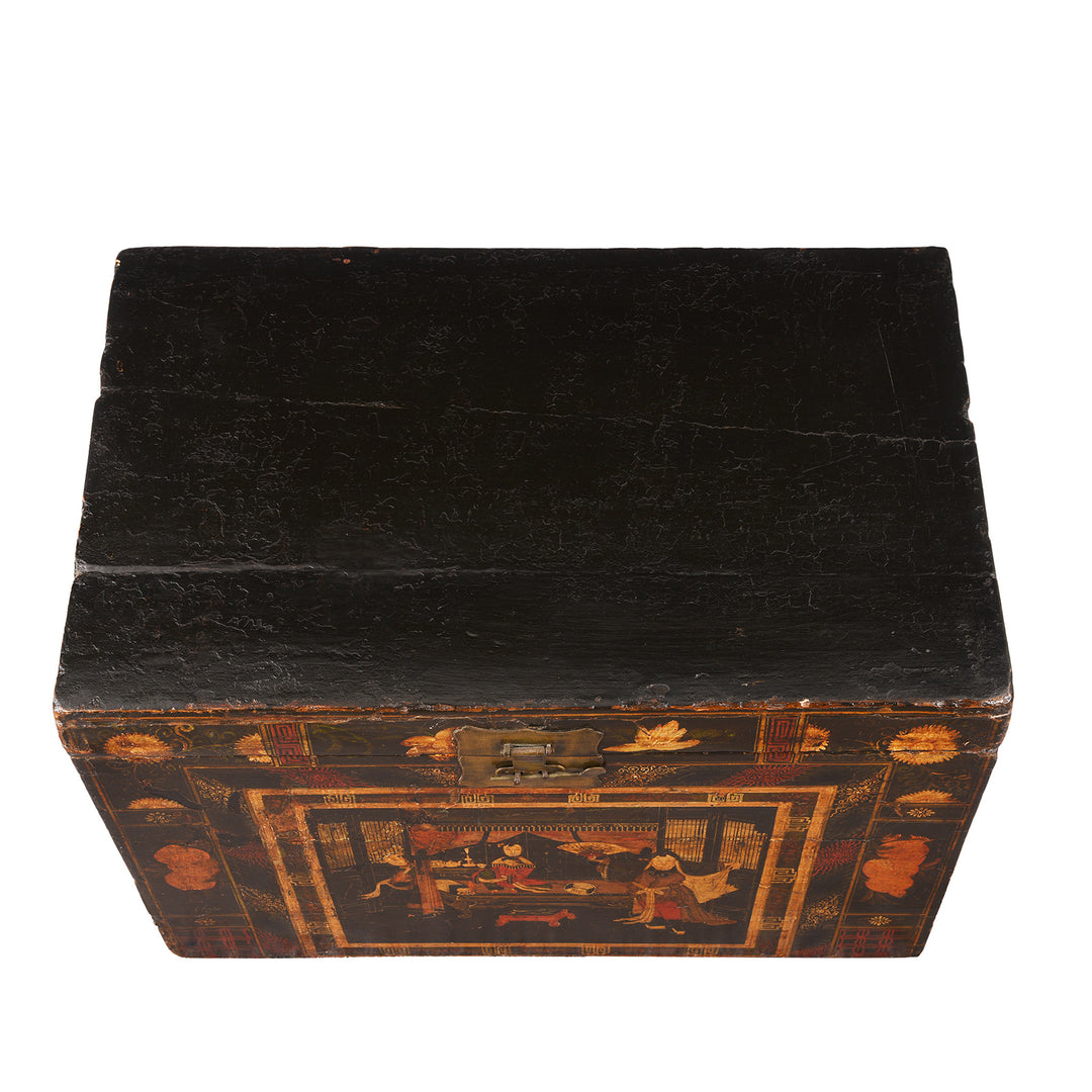 Top DOwn View Of Antique Chinese Opera Chest From Shanxi | Indigo Antiques