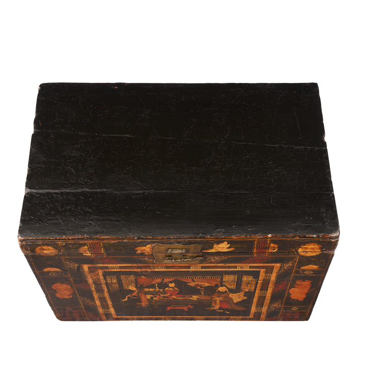 Top DOwn View Of Antique Chinese Opera Chest From Shanxi | Indigo Antiques