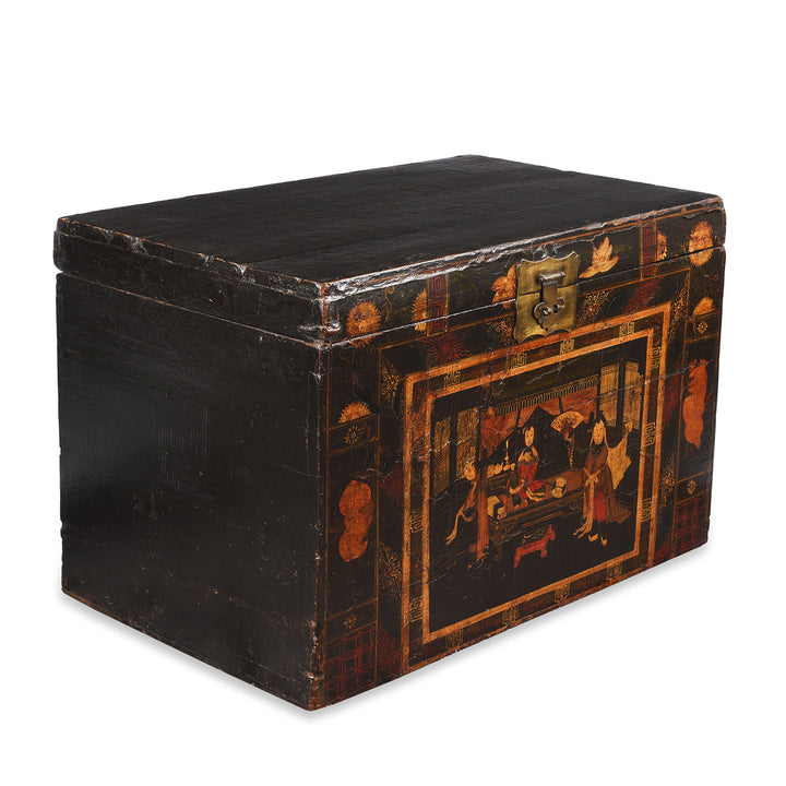 Angled VIew Of Antique Chinese Opera Chest From Shanxi | Indigo Antiques