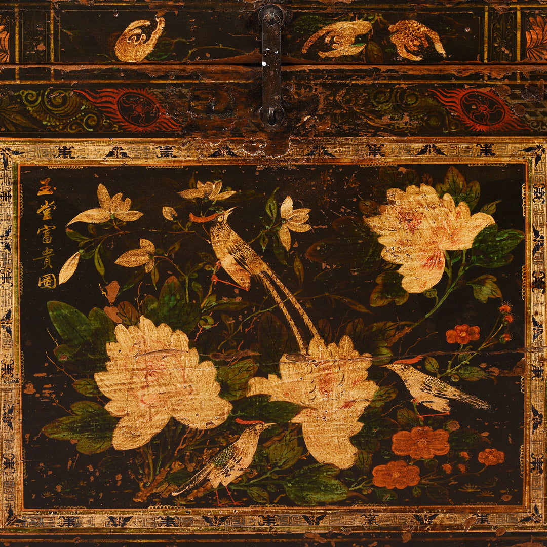 Central Design Detail From Antique Chinese Opera Chest From Shanxi | Indigo Antiques