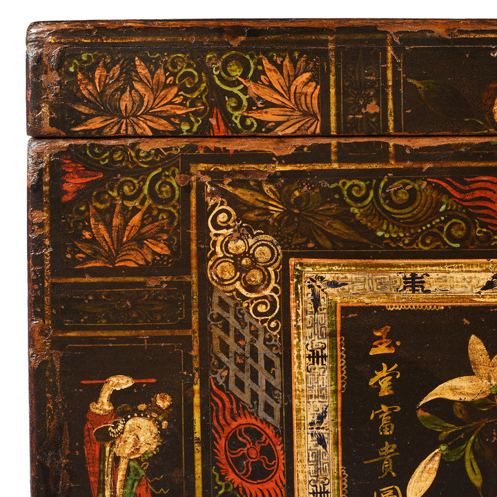 Corner Detail From Antique Chinese Opera Chest From Shanxi | Indigo Antiques