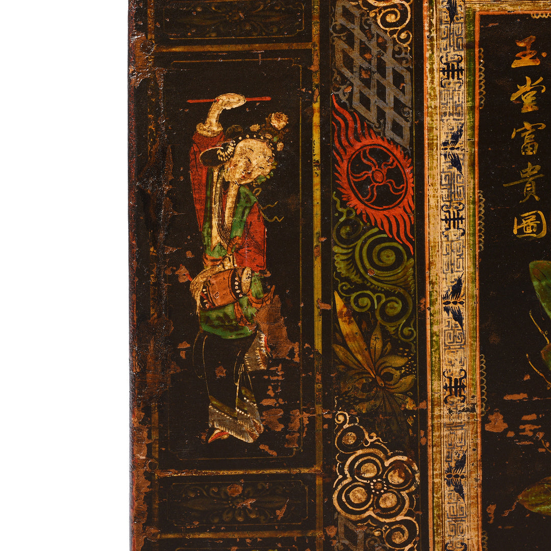 Paintwork Detail From Antique Chinese Opera Chest From Shanxi | Indigo Antiques