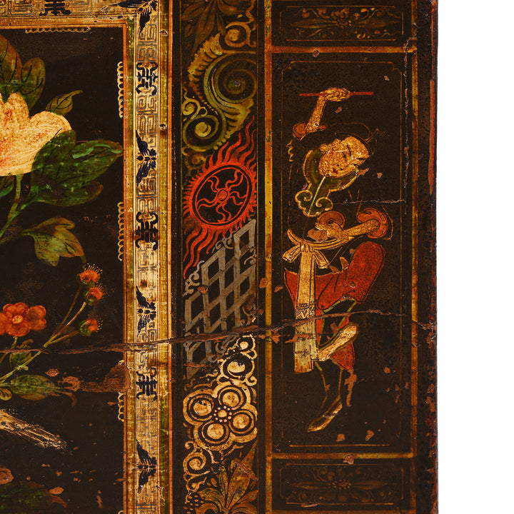Paintwork Detail From Antique Chinese Opera Chest From Shanxi | Indigo Antiques