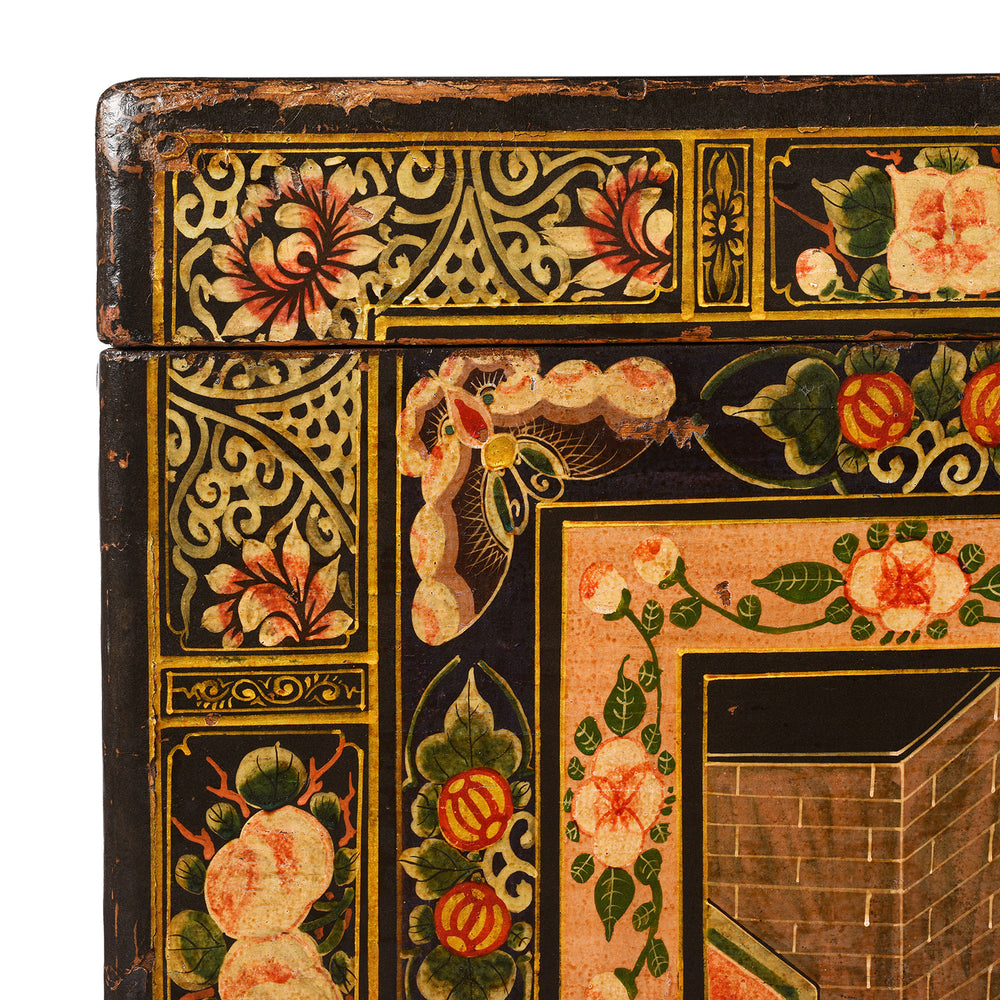 Corner Detail From Antique Chinese Opera Chest From Shanxi | Indigo Antiques