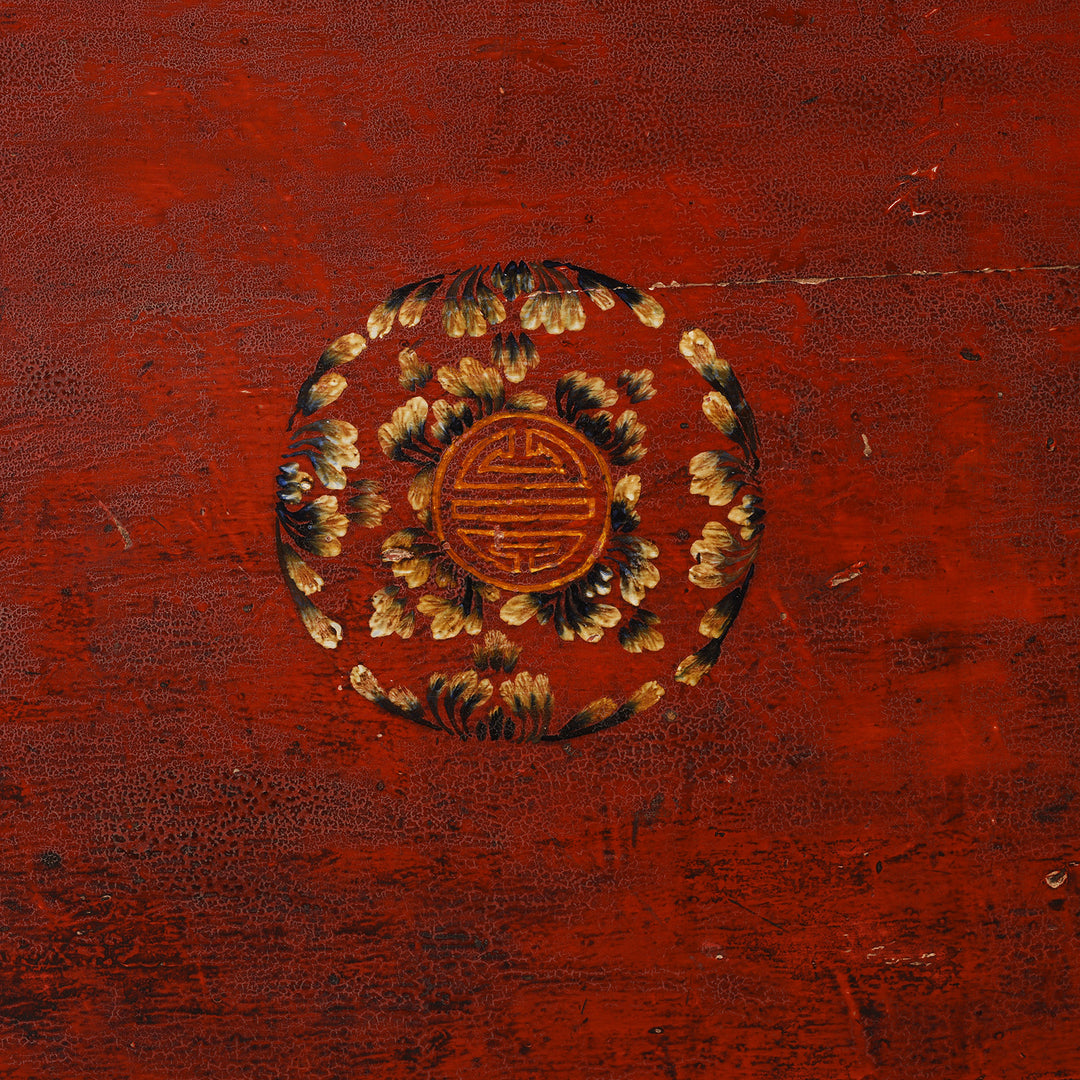 Paintwork Detail From Antique Painted Mongolian Grain Store Sideboard | Indigo Antiques