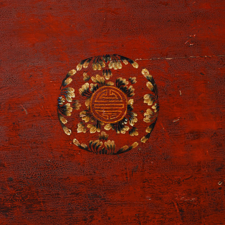 Paintwork Detail From Antique Painted Mongolian Grain Store Sideboard | Indigo Antiques