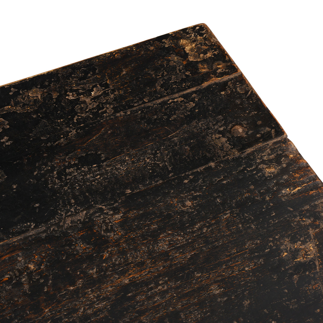 Top Corner Detail From Antique Painted Mongolian Grain Store Sideboard | Indigo Antiques