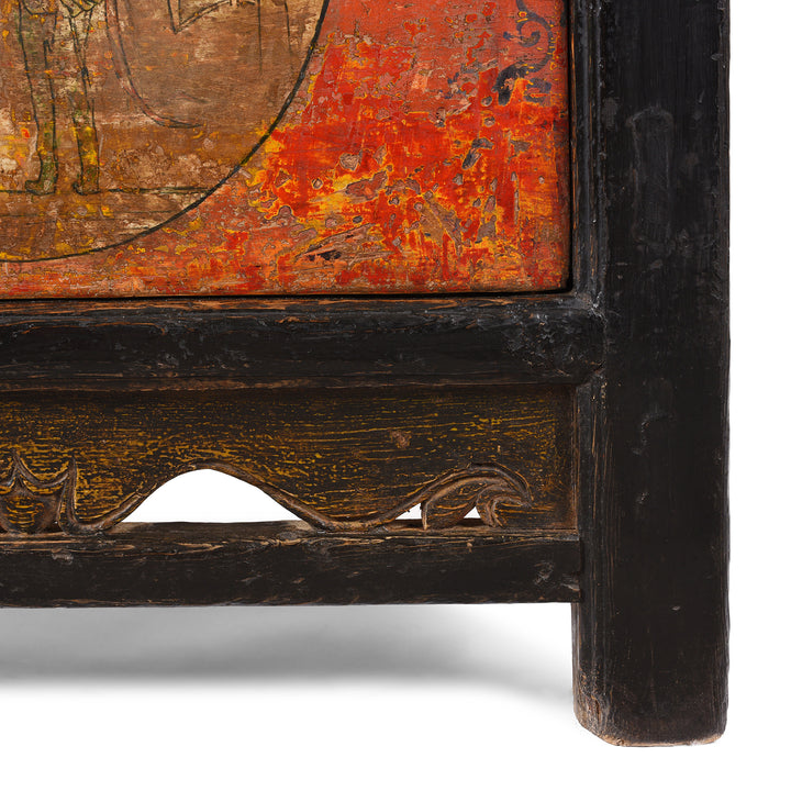 Leg Detail From Painted Gansu Grain Store Sideboard | Indigo Antiques