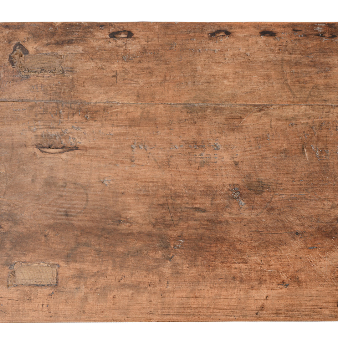 Detail From Antique Bleached Elm Farmhouse Console Table With Shelf | Indigo Antiques