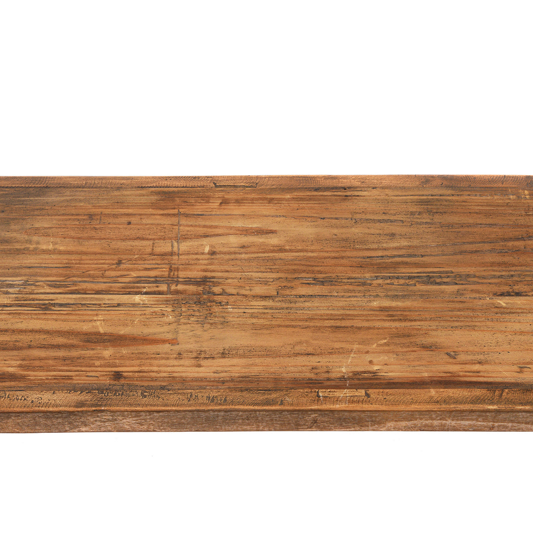 Shelf Detail From Antique Bleached Elm Farmhouse Console Table With Shelf | Indigo Antiques