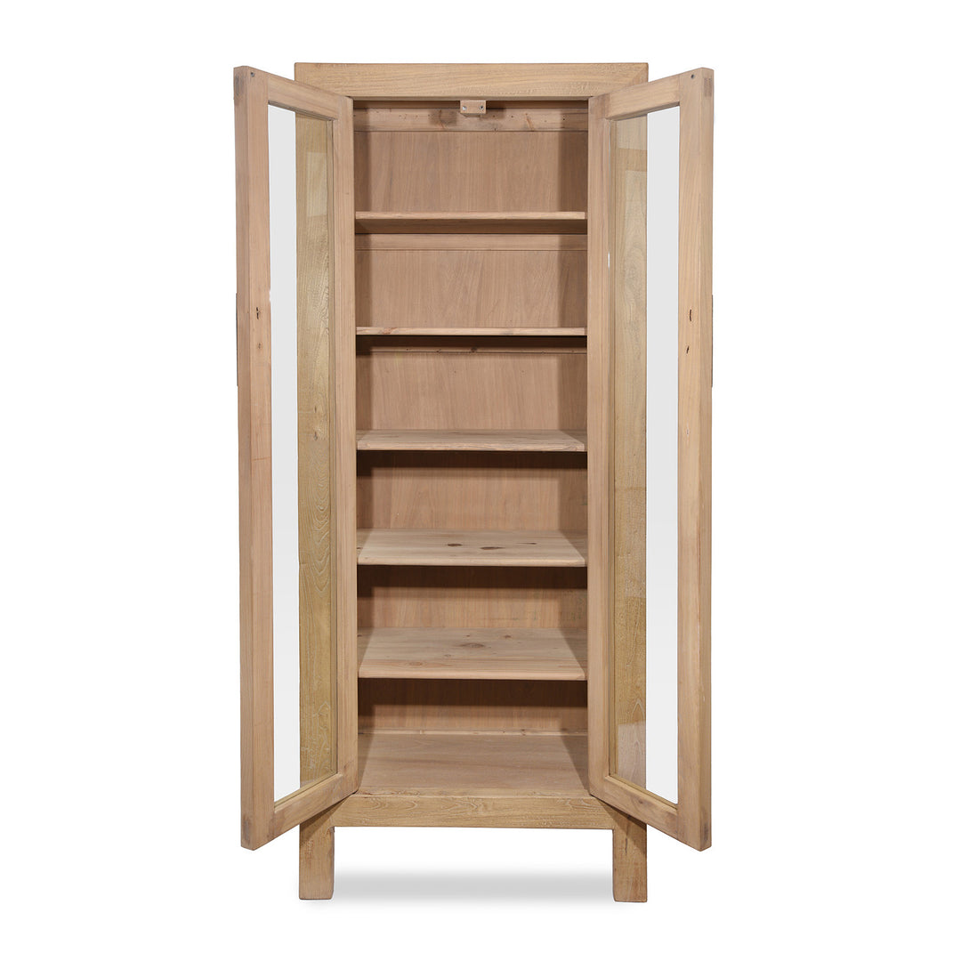 Open View Of Glazed Cabinet Made From Old Sunbleached Elm | Indigo Antiques