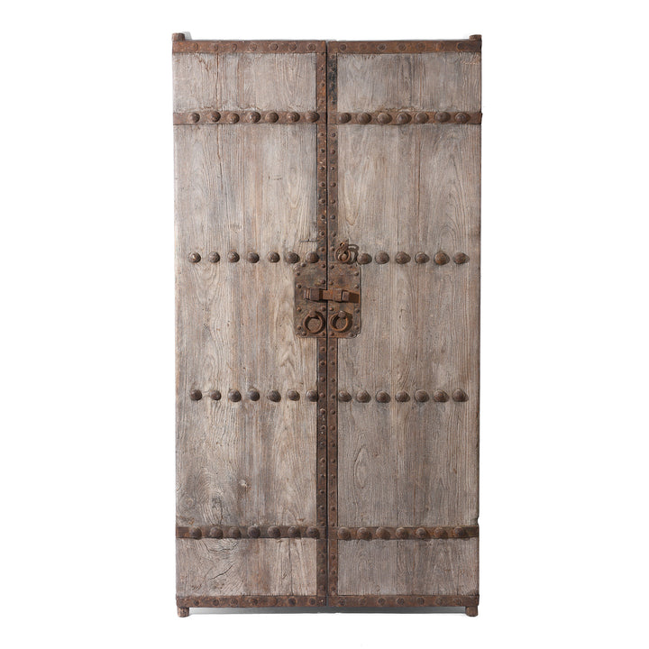 Antique Iron Bound Chinese Bleached Elm Doors From Shanxi| Indigo Antiques