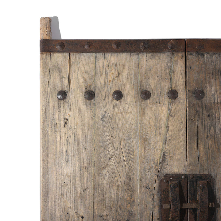 Corner Detail From Antique Bleached Elm Doors From Shanxi - 19th Century | Indigo Antiques