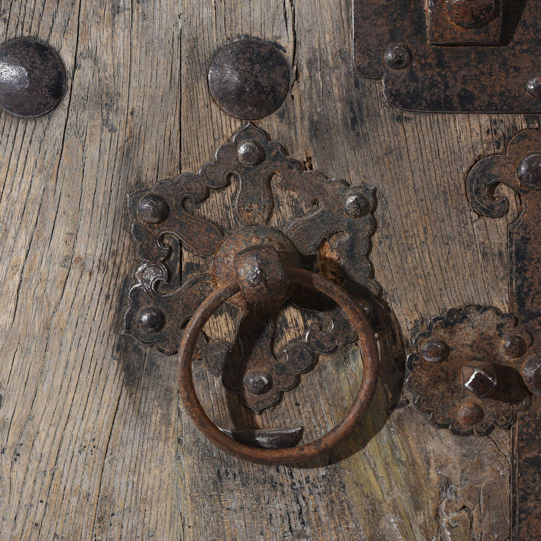 Handle Detail From Antique Bleached Elm Doors From Shanxi - 19th Century | Indigo Antiques