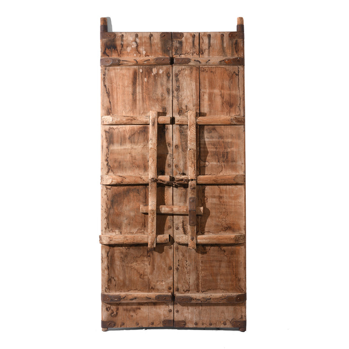 Reverse of an Antique Iron Chinese Bleached Elm Doors From Shanxi | Indigo Antiques