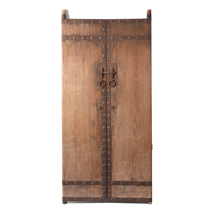 Antique Iron Bound Chinese Bleached Elm Doors From Shanxi| Indigo Antiques