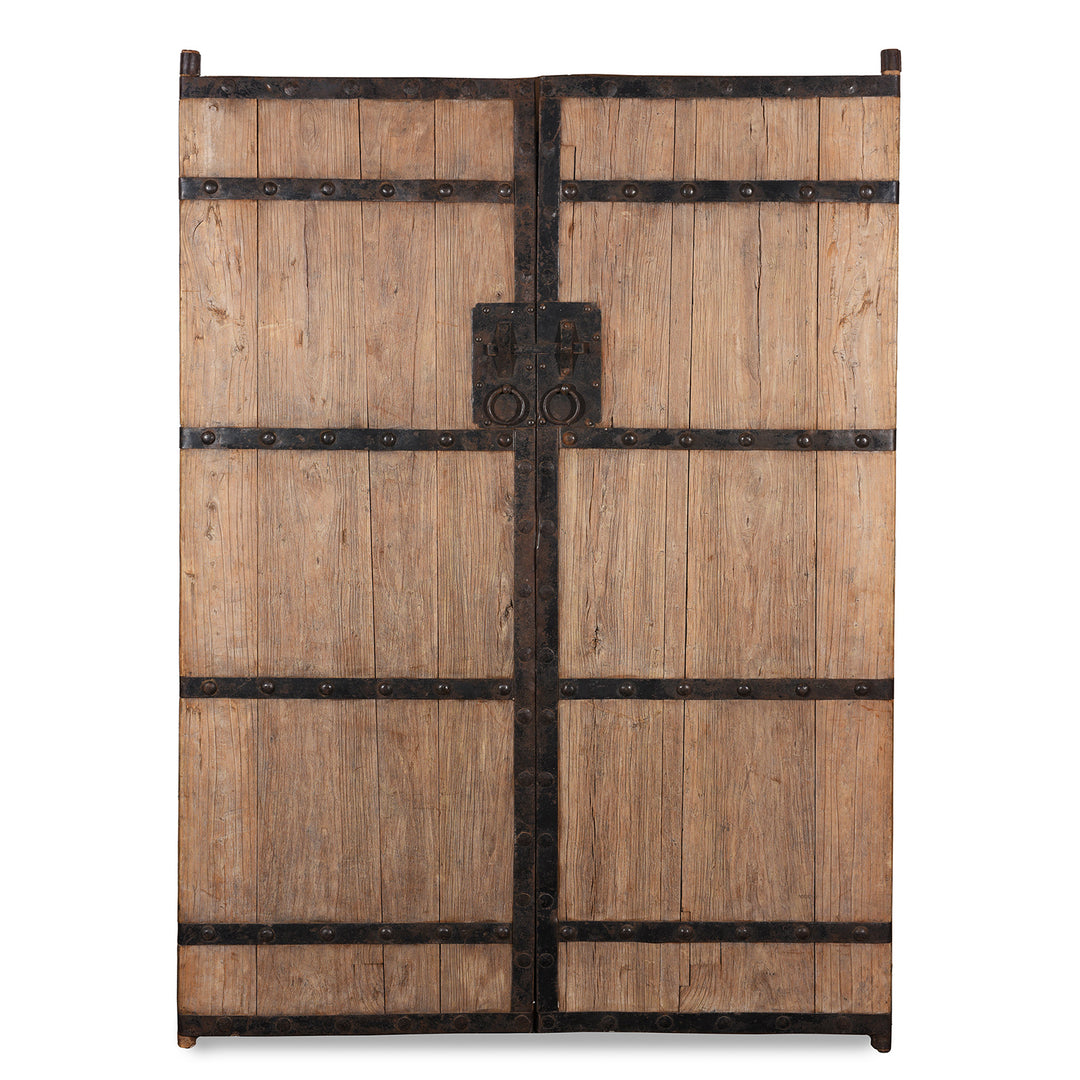 Antique Bleached Elm Doors From Shanxi With Original Iron Work | Indigo Antiques
