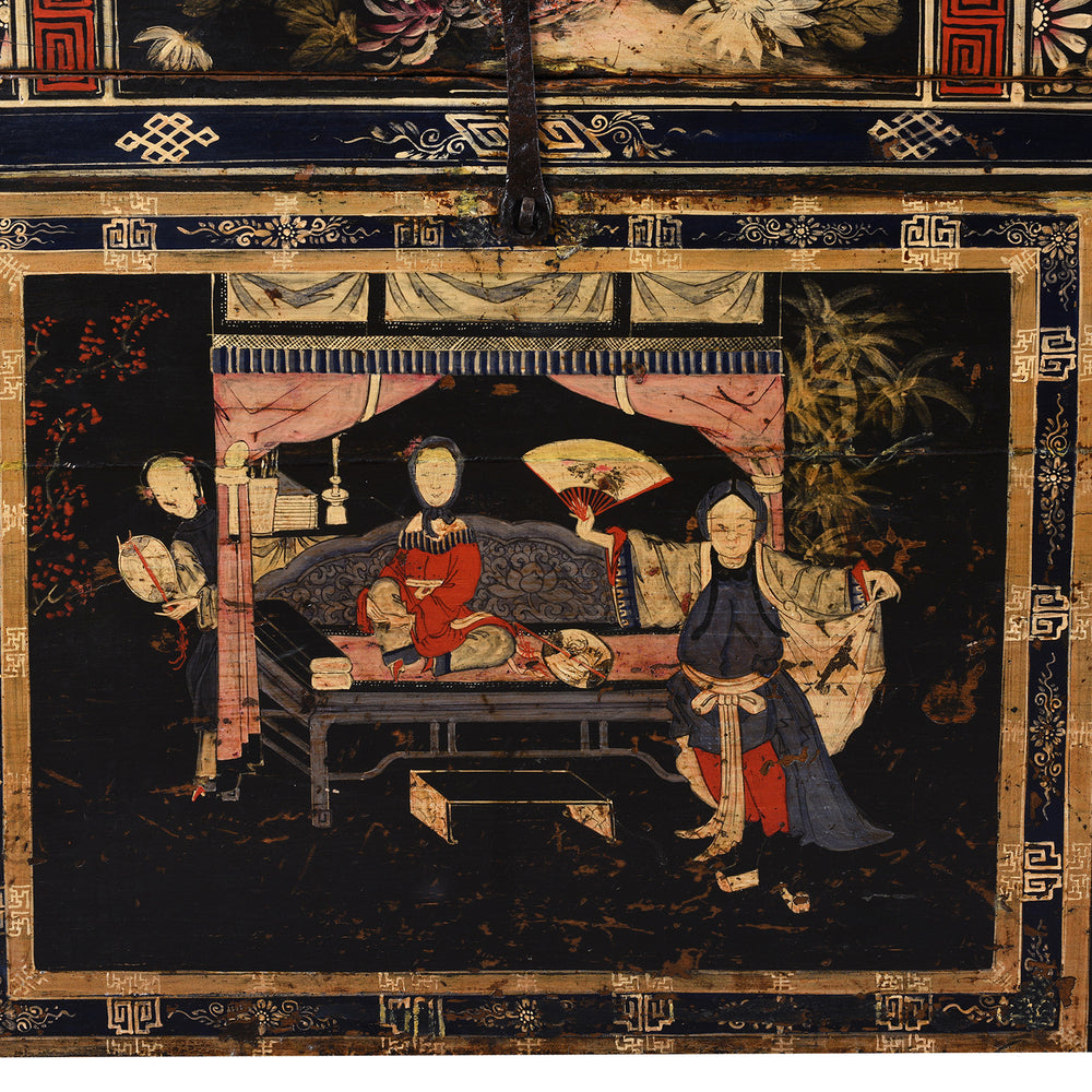 Paintwork Detail From Antique Chinese Opera Chest From Shanxi | Indigo Antiques