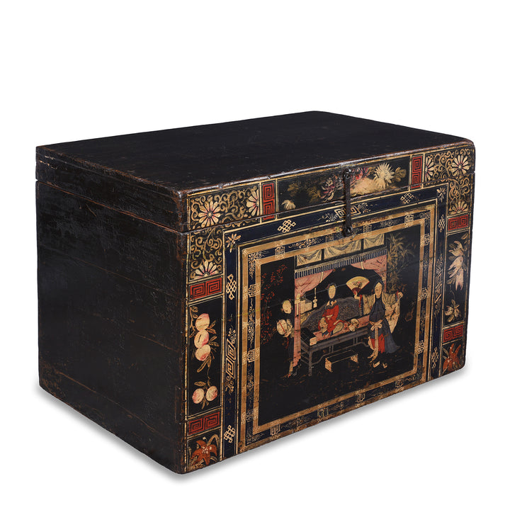 Angled View Of Antique Chinese Opera Chest From Shanxi | Indigo Antiques