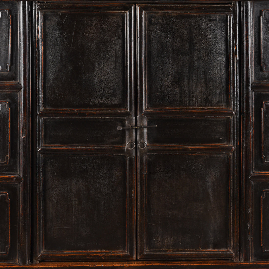 Doors Detail From Antique Provincial Black Chinese Cabinet From Shanxi | Indigo Antiques