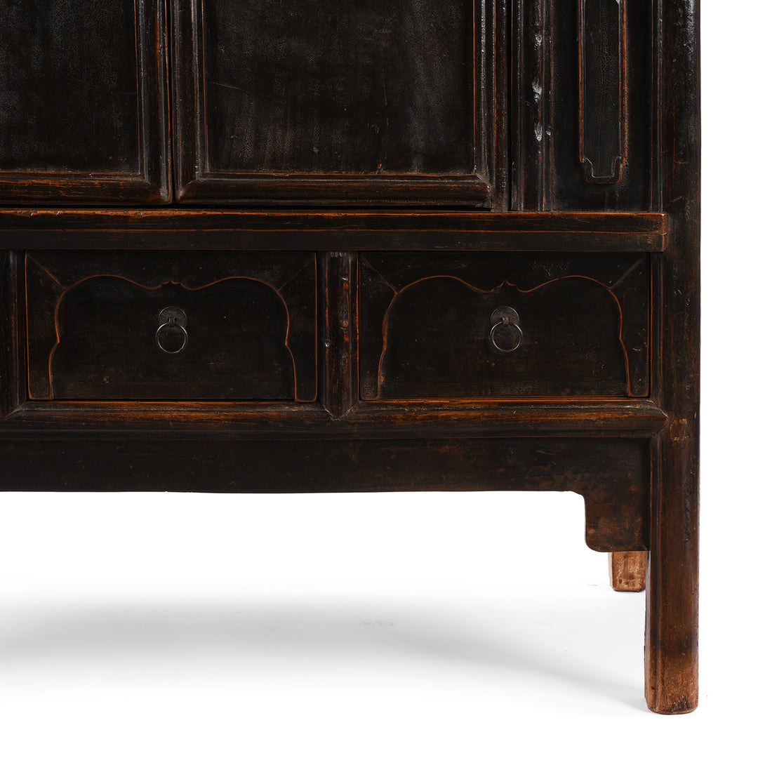 Legs Detail From Antique Provincial Black Chinese Cabinet From Shanxi | Indigo Antiques