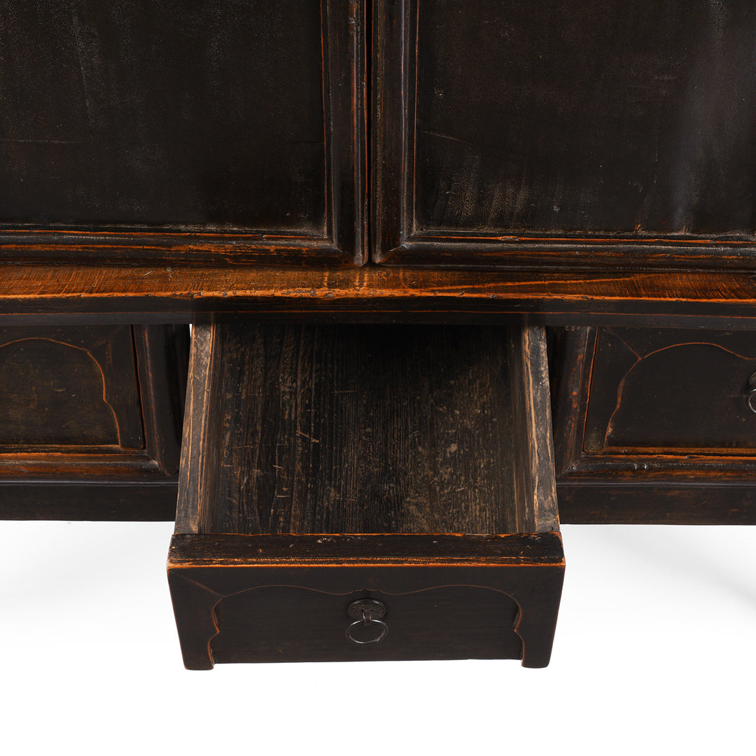 Drawer Detail From Antique Provincial Black Chinese Cabinet From Shanxi | Indigo Antiques