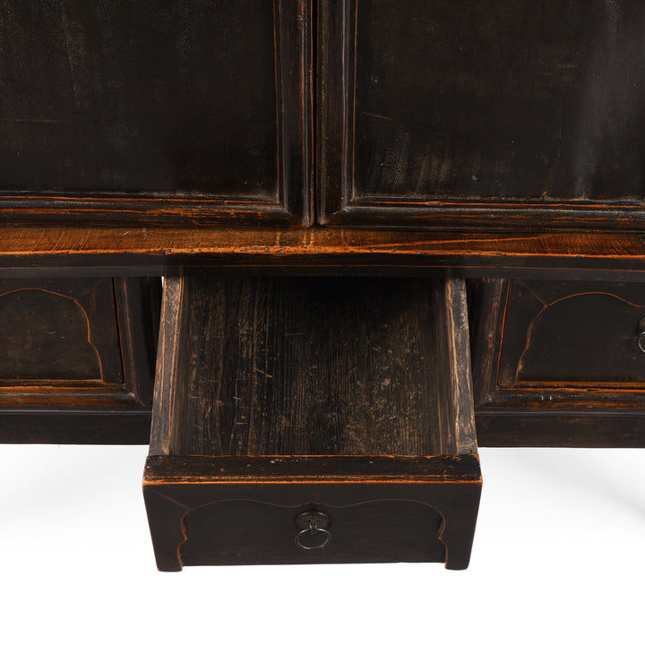 Drawer Detail From Antique Provincial Black Chinese Cabinet From Shanxi | Indigo Antiques