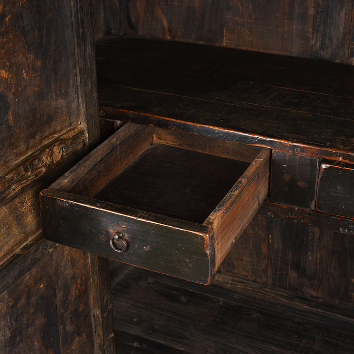 Drawer Detail From Antique Provincial Black Chinese Cabinet From Shanxi | Indigo Antiques