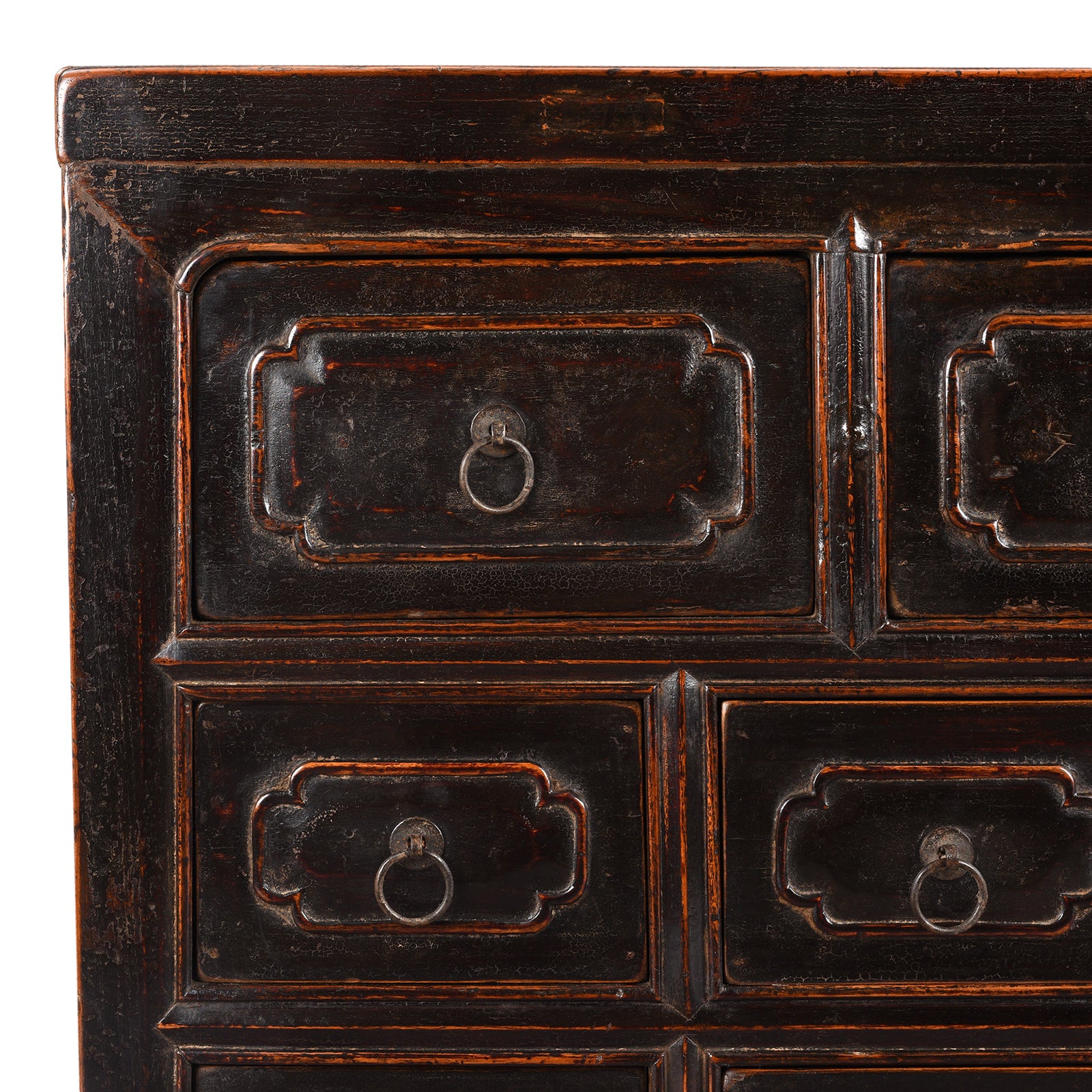 Corner Detail From Antique Black Chest Of Drawers From Provincial Shanxi | Indigo Antiques
