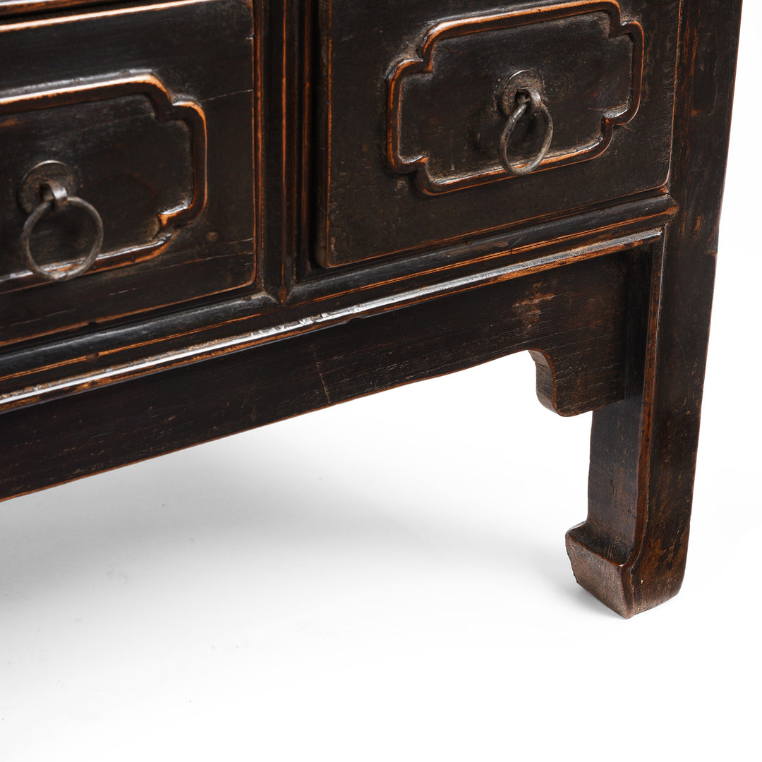 Leg Detail From Antique Black Chest Of Drawers From Provincial Shanxi | Indigo Antiques