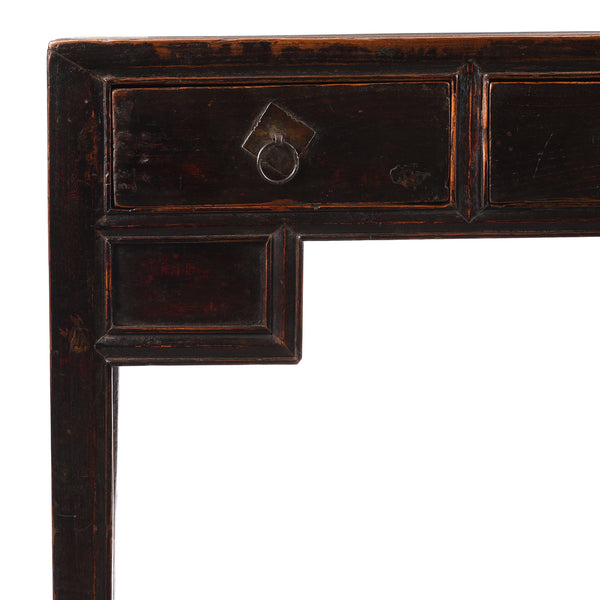 Black 3 Drawer Console Table From Shanxi - 19th Century
