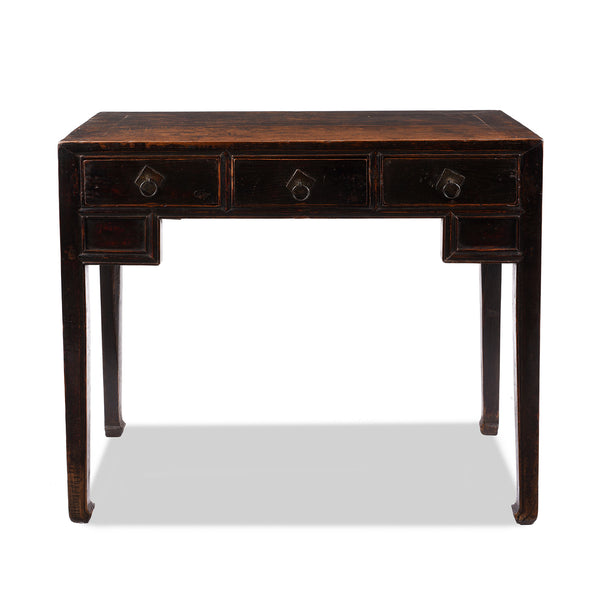 Black 3 Drawer Console Table From Shanxi - 19th Century