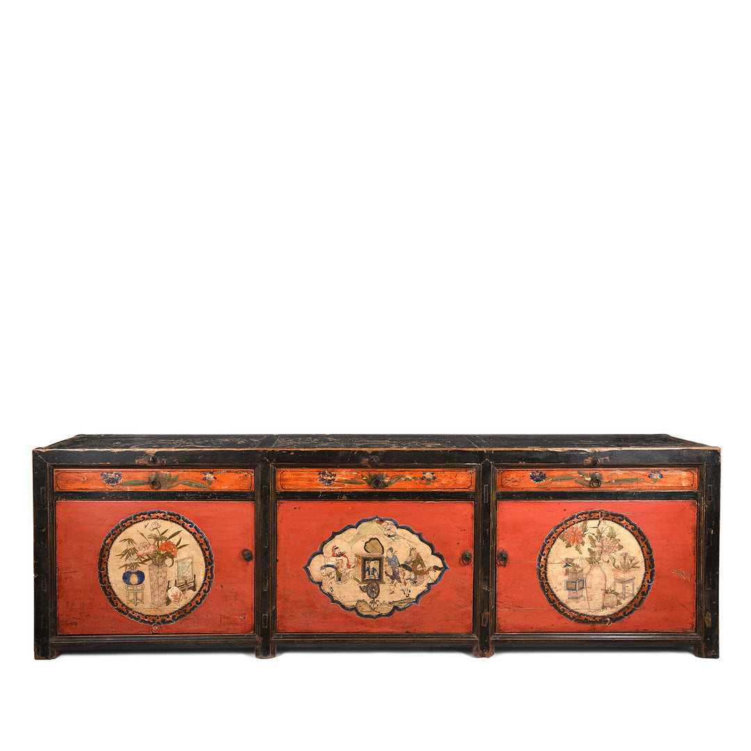 Antique Painted Red & Black Gansu Sideboard | Indigo Antiques