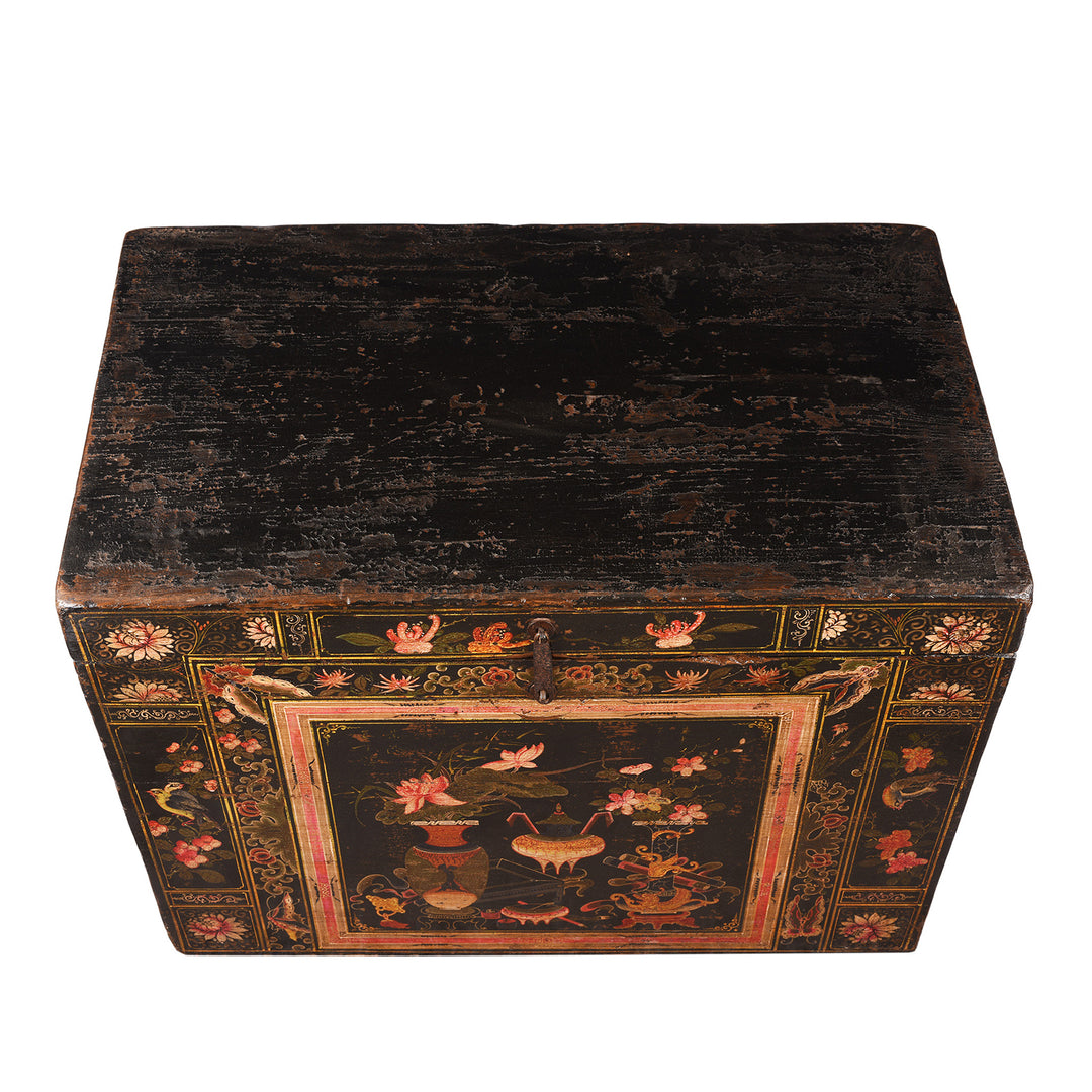 Top Down View Of Antique Chinese Painted Opera Chest | Indigo Antiques