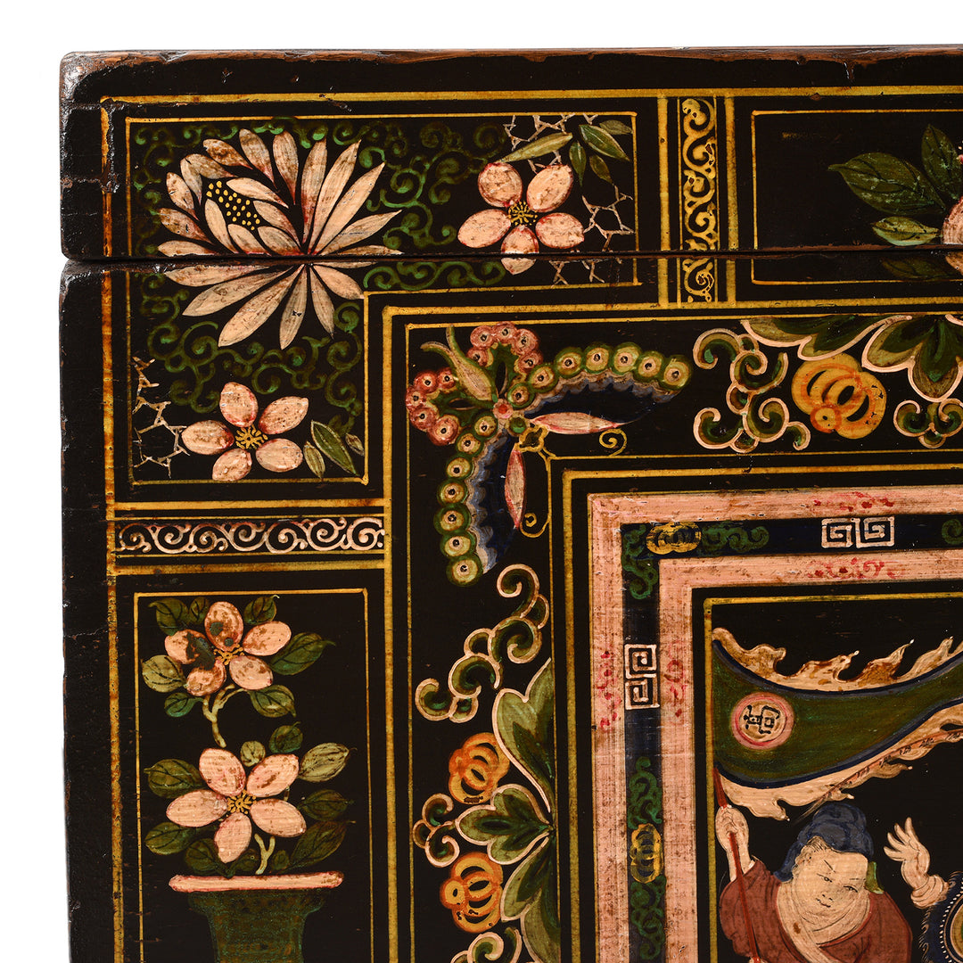 Corner Detail From Antique Chinese Opera Chest From Shanxi | Indigo Antiques