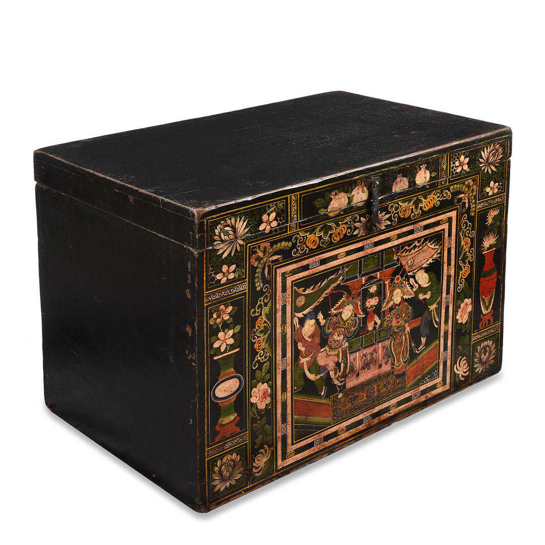 Angled View Of Antique Chinese Opera Chest From Shanxi | Indigo Antiques