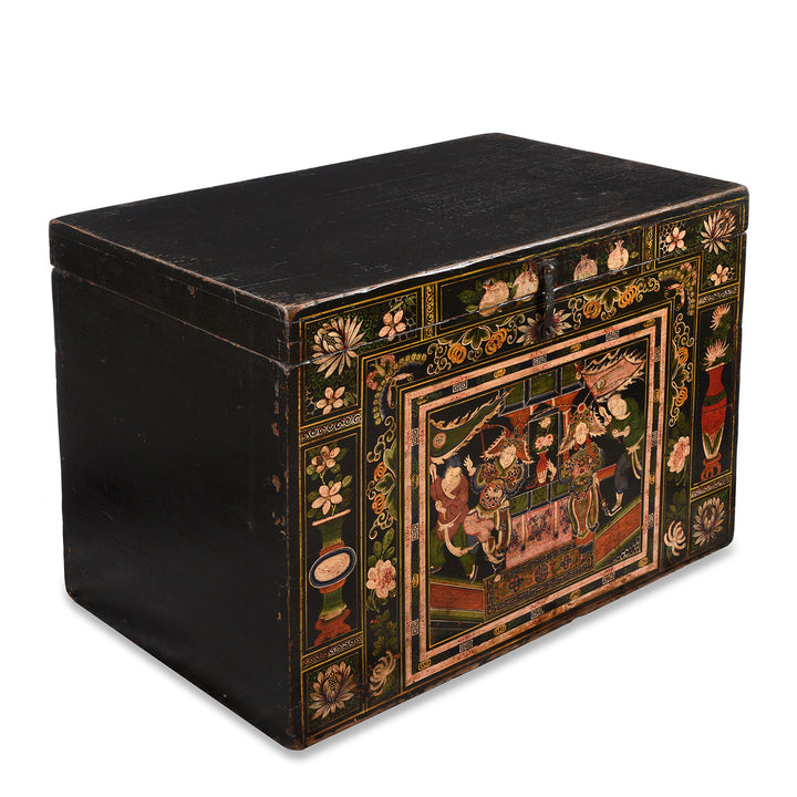 Angled View Of Antique Chinese Opera Chest From Shanxi | Indigo Antiques