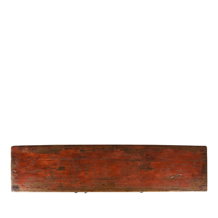 To Down View Of Antique Red Painted Gansu Sideboard | Indigo Antiques