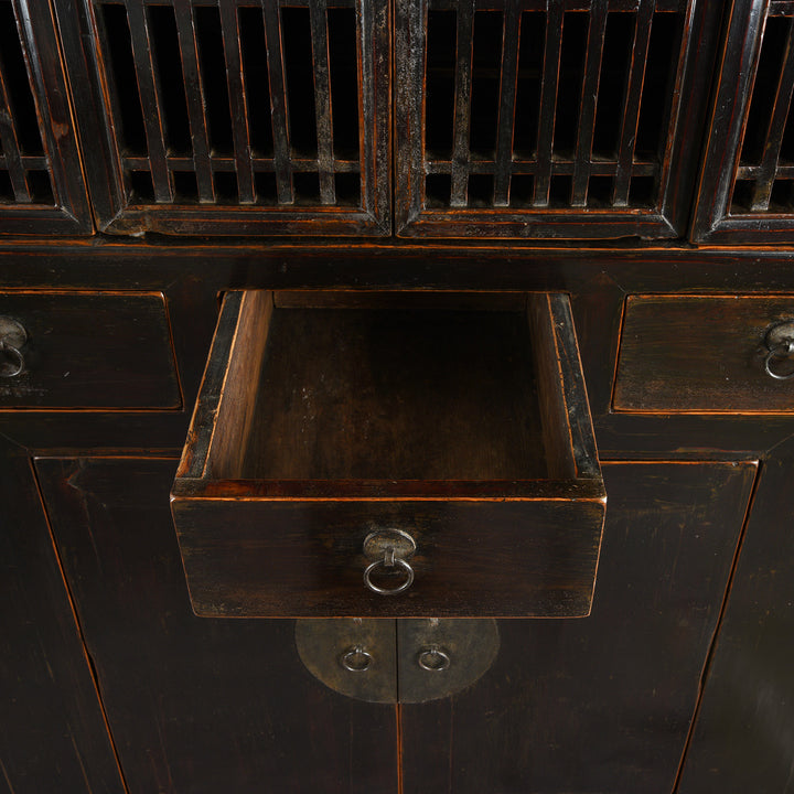 Drawer Detail From Antique Black Lacquer Kitchen Cabinet From Tianjin | Indigo Antiques