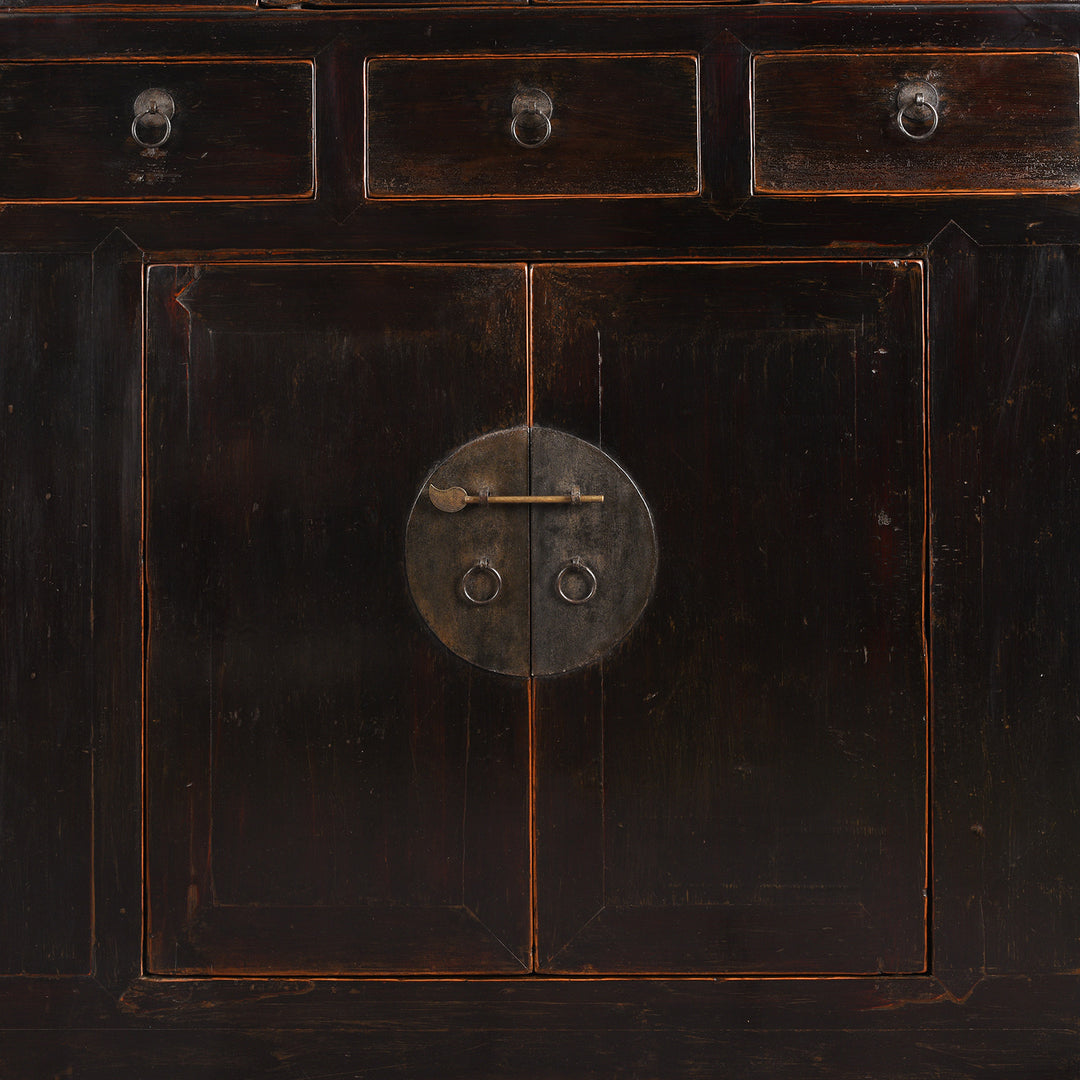 Doors Detail From Antique Black Lacquer Kitchen Cabinet From Tianjin | Indigo Antiques