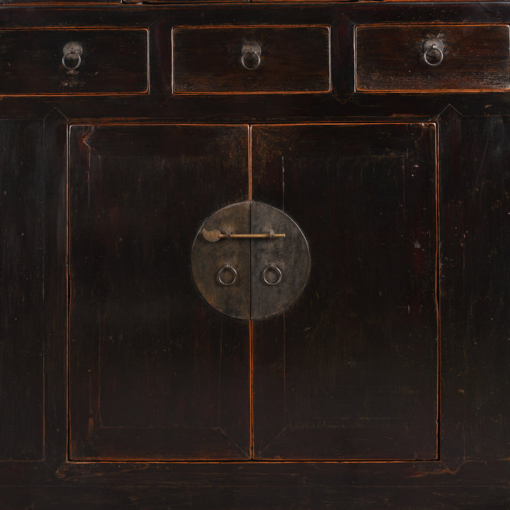 Doors Detail From Antique Black Lacquer Kitchen Cabinet From Tianjin | Indigo Antiques