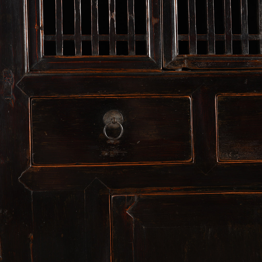 Drawer Detail From Antique Black Lacquer Kitchen Cabinet From Tianjin | Indigo Antiques