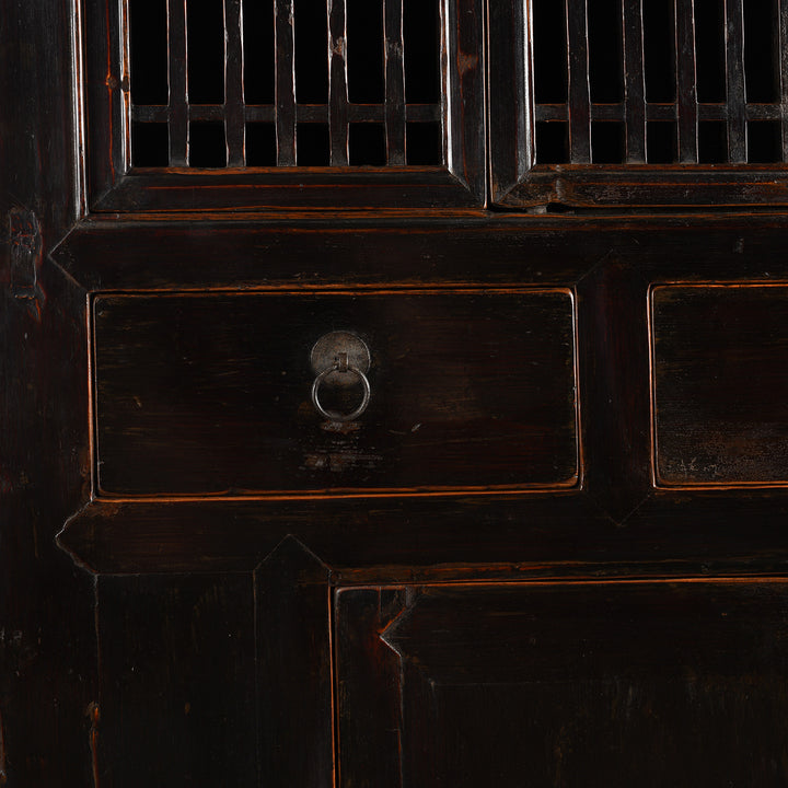 Drawer Detail From Antique Black Lacquer Kitchen Cabinet From Tianjin | Indigo Antiques