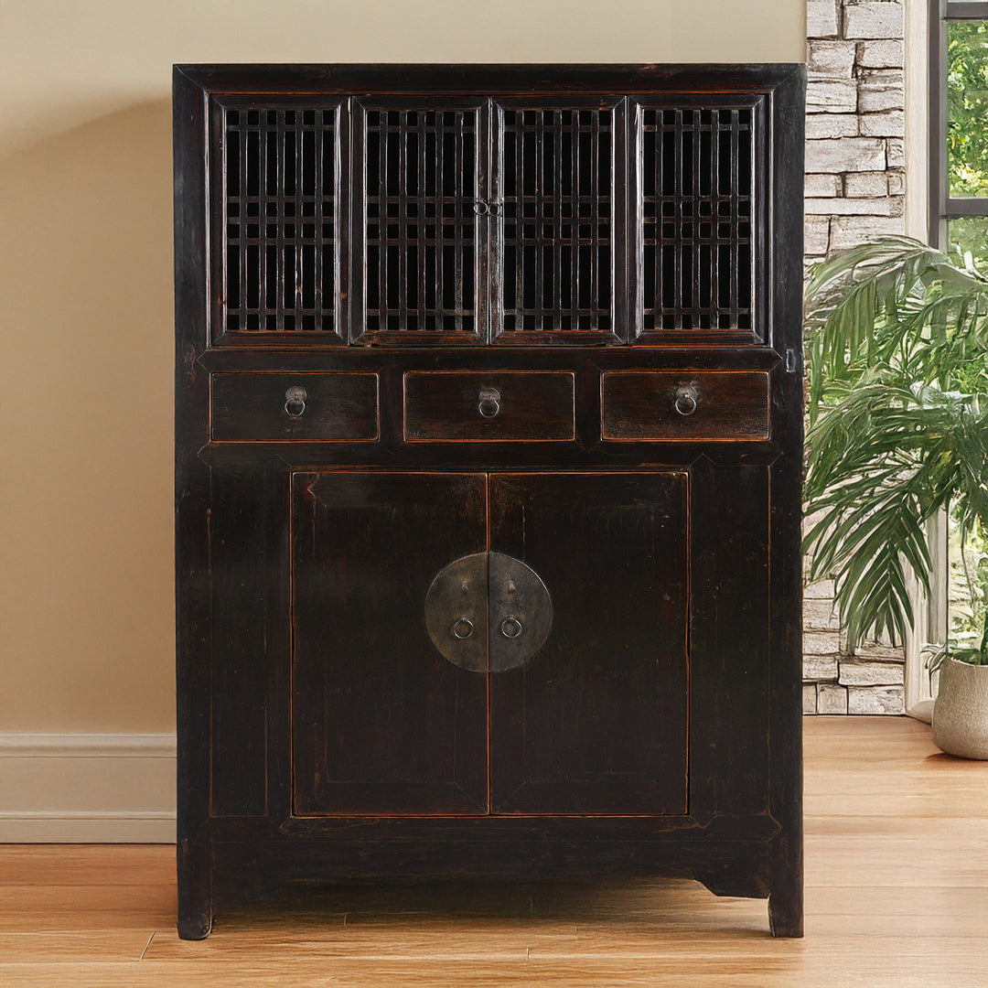 Antique Black Lacquer Kitchen Cabinet From Tianjin | Indigo Antiques