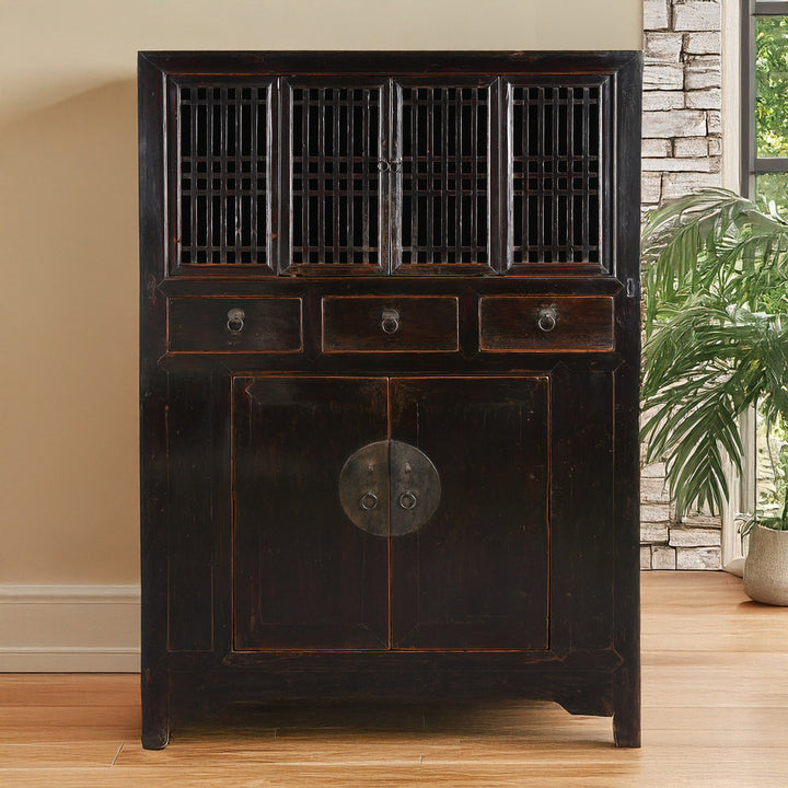 Antique Black Lacquer Kitchen Cabinet From Tianjin | Indigo Antiques